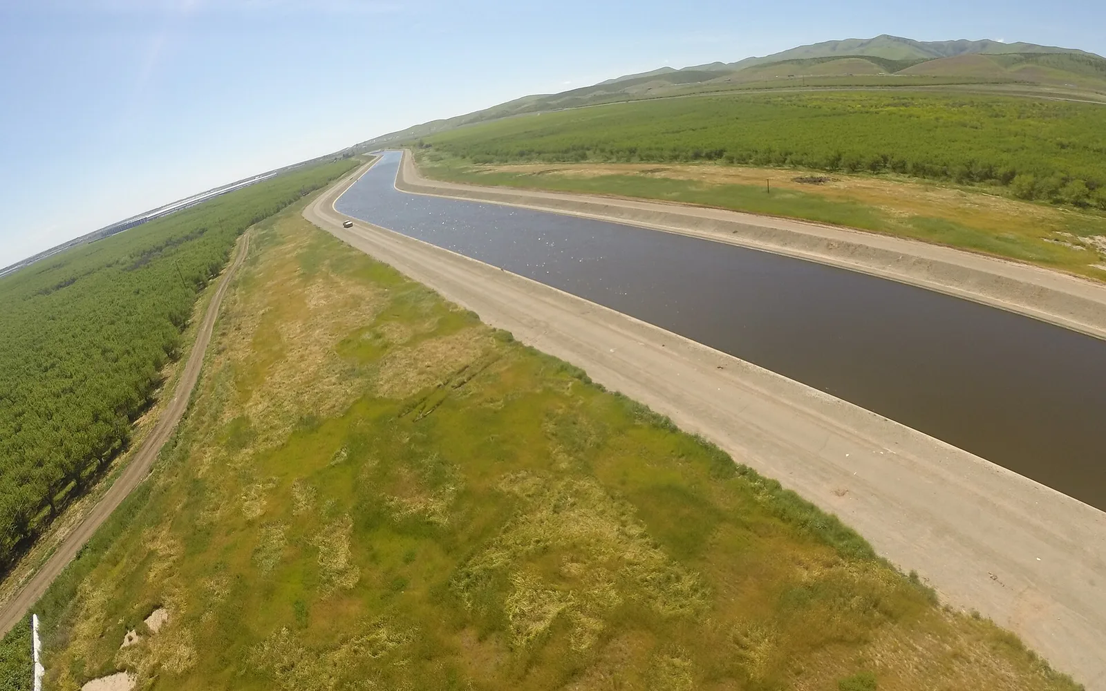 Delta-Mendota Canal and agricultural landscape north of Patterson.
